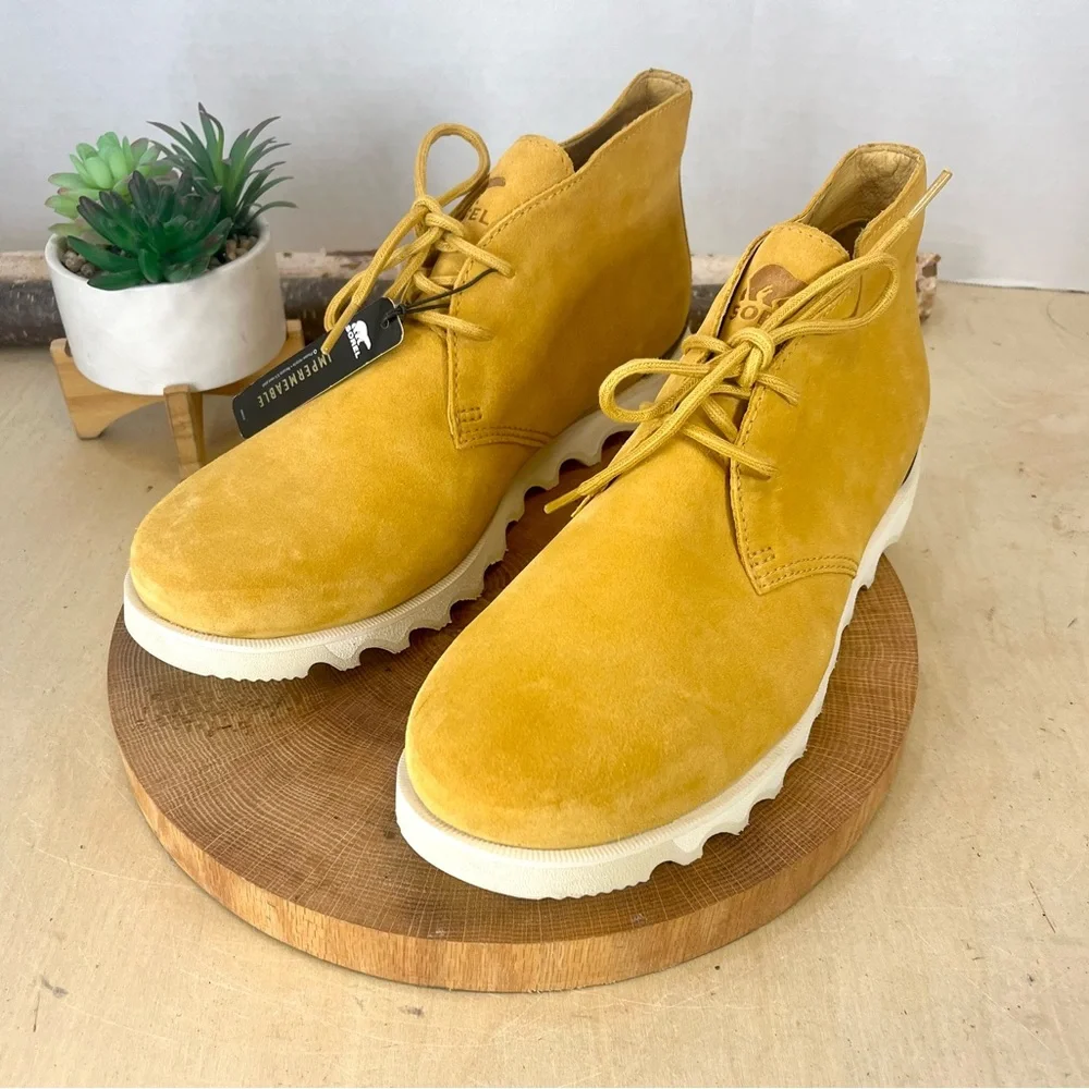 NWT Sorel Men’s Kezar Waterproof Suede Boots Yellow Suede Size 11.5